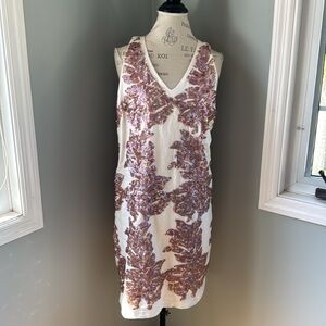 J Crew creamy  linen dress l sequined sleeveless midi EUC size 10 (fits like 8)